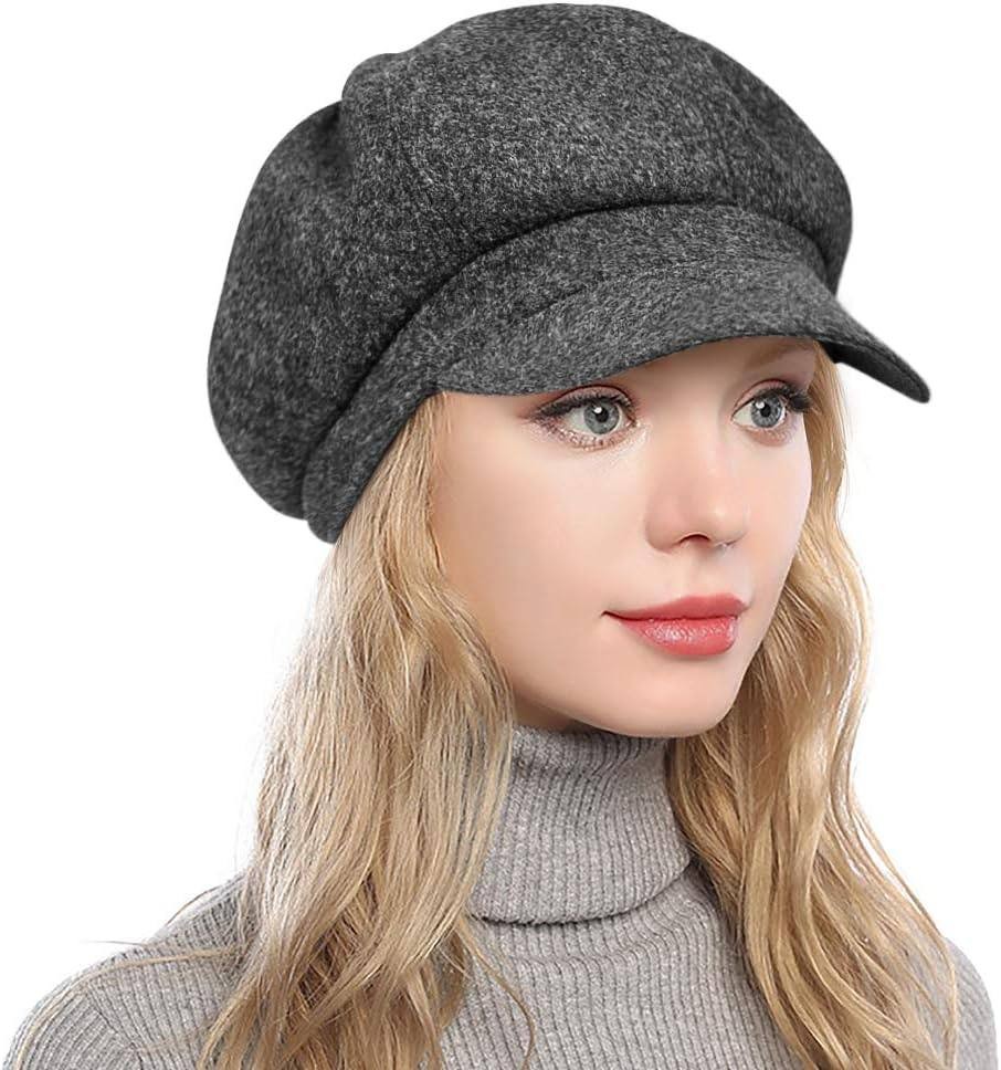 PanPacSight Women's Newsboy Hats Fall Wool Cabbie Beret Tweed Girls Paperboy Cap