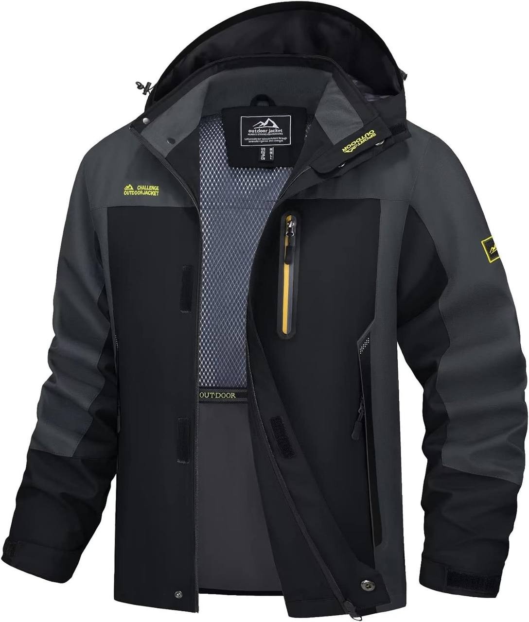 MAGCOMSEN Men's Hooded Windproof Water Resistant Rain Jacket Windbreaker 5 Pockets for Hiking,Fishing,Runing