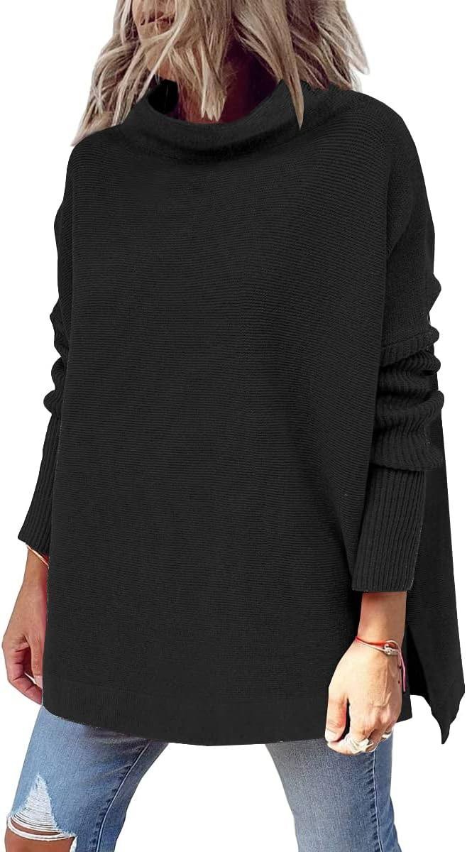 EFAN Women's Lightweight Turtleneck Long Sleeve Loose Sweater Casual Knit Pullover Sweaters for Women