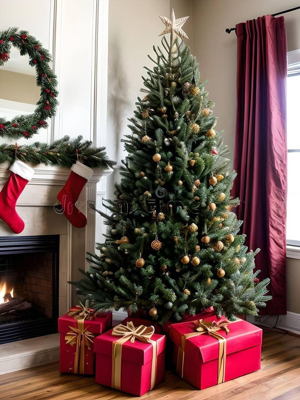 6.5ft Dual-Lighting Noble Fir Christmas Tree with Realistic Trunk – 600 LEDs (Clear & Multicolor Modes) – 48-Inch Full Width – UL-Certified, Fire-Resistant – True-to-Life Festive Elegance