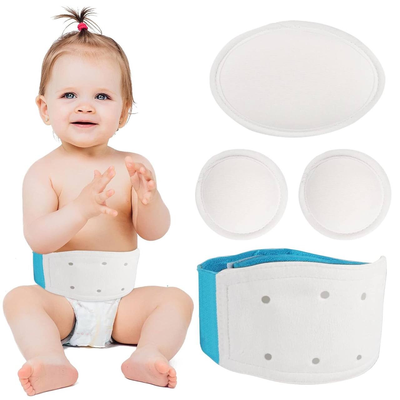 JJ Care Umbilical Hernia Belt Baby with 3 pcs Foam Compression Pads – Stretchable and Breathable Baby Belly Button Band Hernia for Newborn Umbilical Cord - fajeros para bebes recien nacidos (for 15 -2