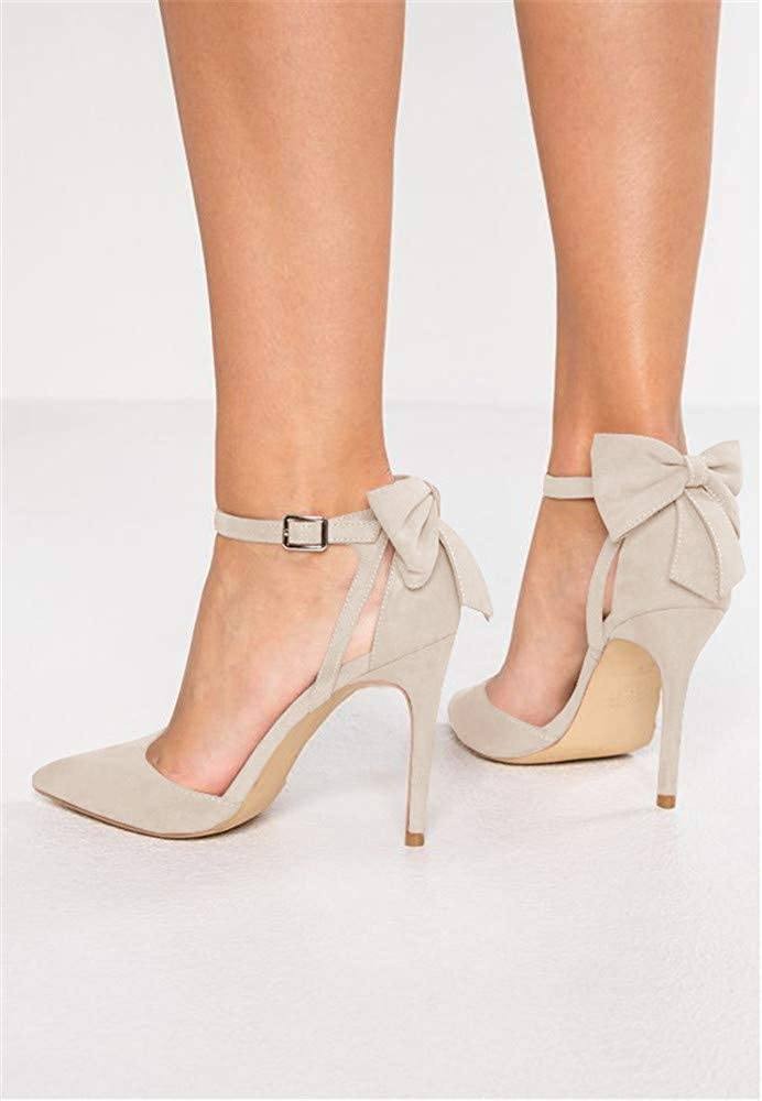 Fashare Womens High Heels Bow Tie Back Sexy Stiletto Ankle Strap Wedding Dress Pumps Shoes
