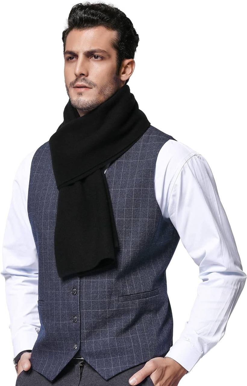 RIONA Men's 100 Australian Merino Wool Scarf Knitted Soft Warm Neckwear