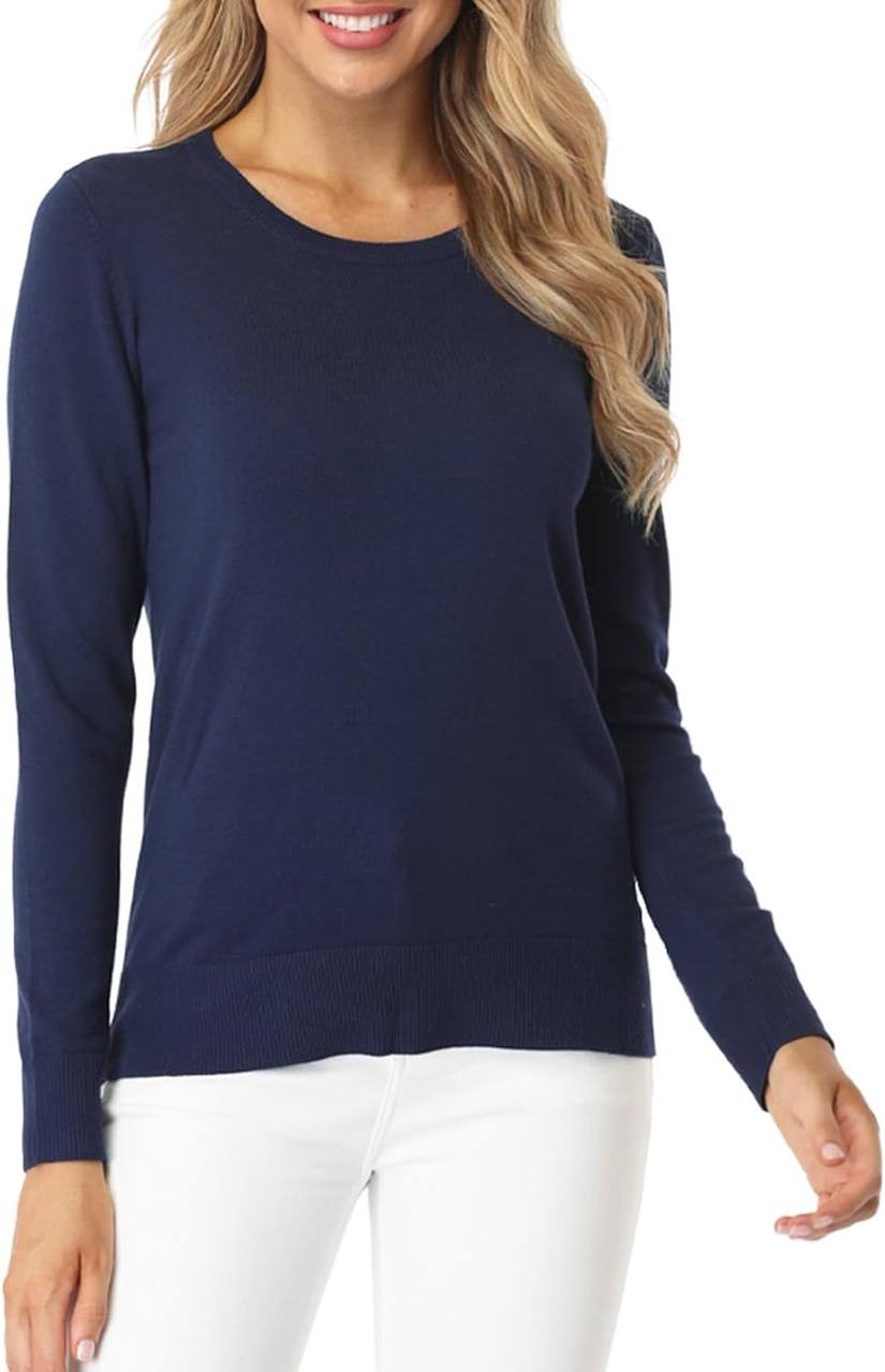 Fuinloth Women's Sweater, Lightweight Crewneck Long Sleeve Pullover