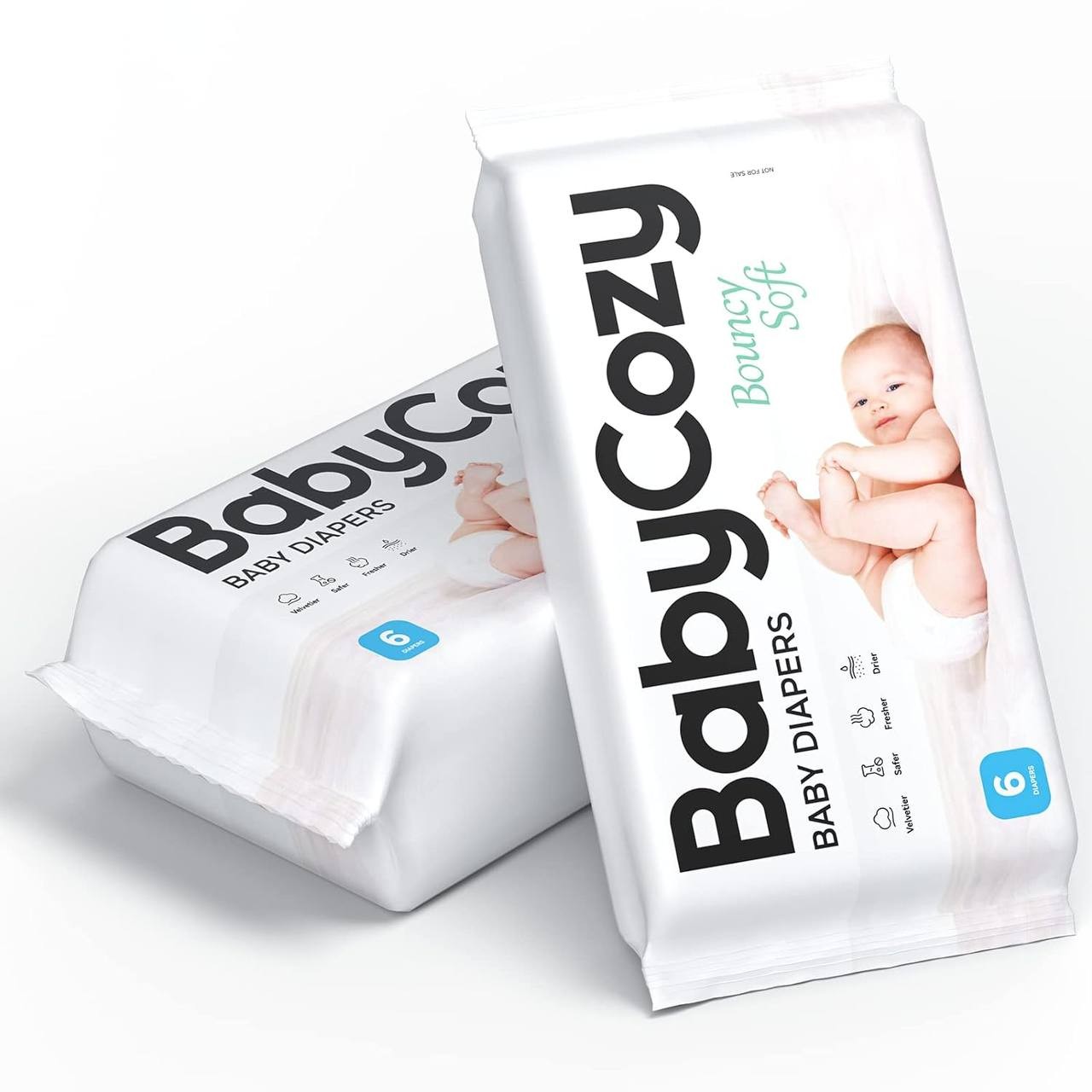 Newborn Baby Diapers Size 2 (12-18lb) 12 Count Babycozy Bouncy Soft Diapers Hypoallergenic