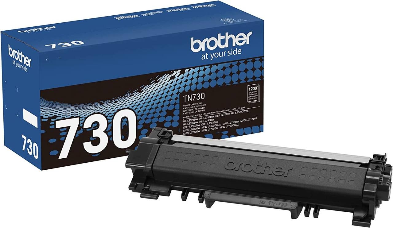 Brother Genuine Standard Yield Toner Cartridge, TN730, Replacement Black Toner, Page Yield Up To 1,200 Pages, Dash Replenishment Cartridge,1 Pack